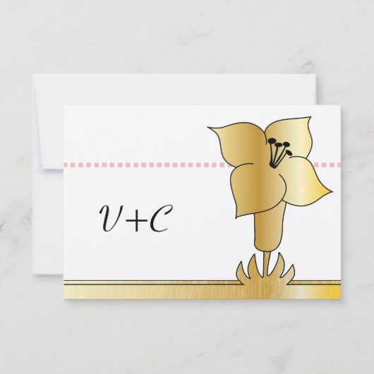 Art Deco Gold Lily Modern Typography Wedding (Achterkant)