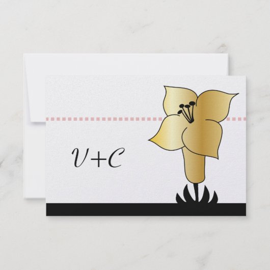 Art Deco Gold Lily Modern Typography Wedding Save The Date (Achterkant)