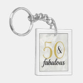 Art Deco Gold Marble 50 & Fabulous Birthday Party Sleutelhanger (Voorkant Links)