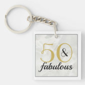 Art Deco Gold Marble 50 & Fabulous Birthday Party Sleutelhanger (Voorkant)