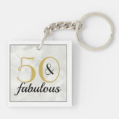 Art Deco Gold Marble 50 & Fabulous Birthday Party Sleutelhanger (Achterkant)