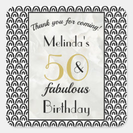 Art Deco Gold Marble 50 & Fabulous Birthday Vierkante Sticker