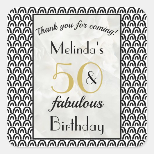 Art Deco Gold Marble 50 & Fabulous Birthday Vierkante Sticker (Voorkant)