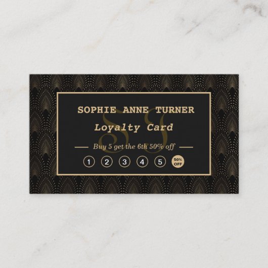  Art Deco Gold Monogram Make-up Artiest Klantenkaartje (Voorkant)