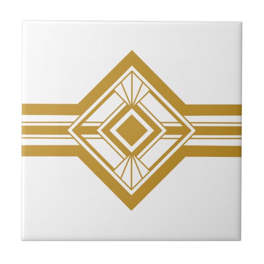 Art Deco Gold Mustard Yellow Geometric Border Tegeltje (Voorkant)