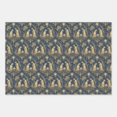 Art Deco Gold Nativity Pattern on Navy Inpakpapier Vel (Voorkant 2)