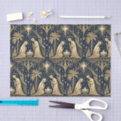 Art Deco Gold Nativity Pattern on Navy Tissuepapier (Craft)