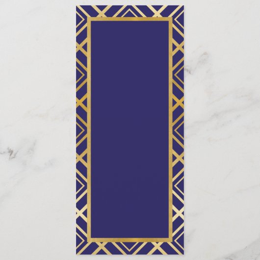 Art Deco Gold Navy Menu Wedding 1920 (Achterkant)