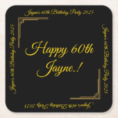 Art Deco Gold op Black Birthday Party Kartonnen Onderzetters (Voorkant)
