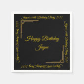 Art Deco Gold op Black Birthday Party Servet (Voorkant)