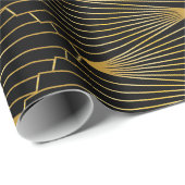 Art Deco Gold op zwart Cadeaupapier (Rol Hoek)