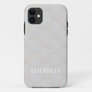 Art Deco Gold Oyster Witte naam op maat Case-Mate iPhone Case