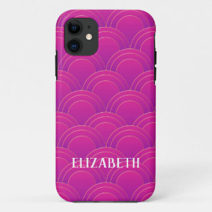 Art Deco Gold Paarse naam op maat Case-Mate iPhone Case