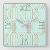 Art Deco Gold Pastel Blue Shades Square Wall klok (Voorkant)
