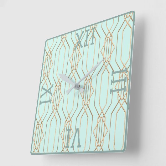 Art Deco Gold Pastel Blue Shades Square Wall klok (Hoek)
