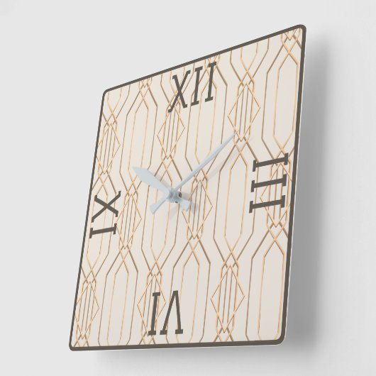 Art Deco Gold Pastel Dark Brown Square Wall klok (Hoek)