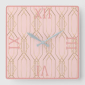 Art Deco Gold Pastel Roos Shades Square wandklok (Voorkant)