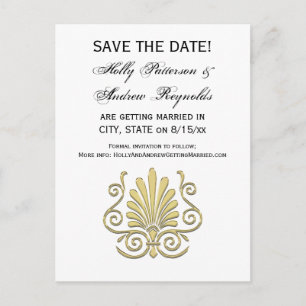  Art Deco Gold Plume Arabesque Aankondigingskaart