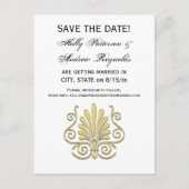 Art Deco Gold Plume Arabesque Aankondigingskaart (Voorkant)