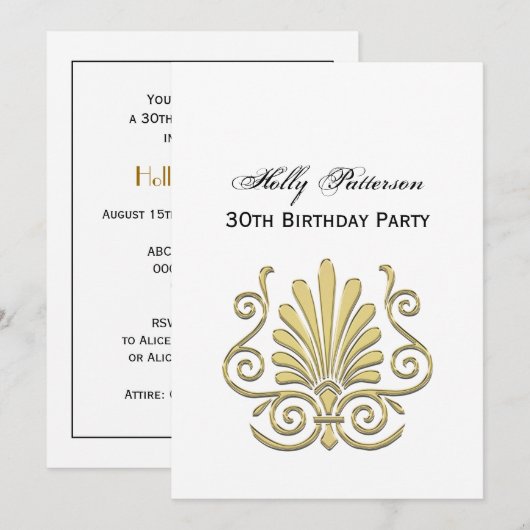  Art Deco Gold Plume Arabesque Kaart (Voorkant / Achterkant)