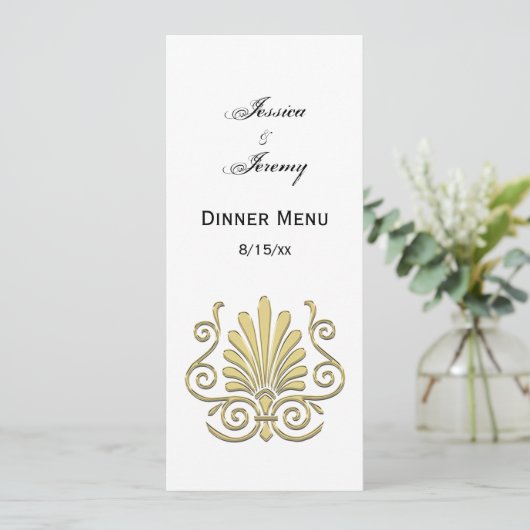  Art Deco Gold Plume Arabesque Kaart (Staand voorkant)