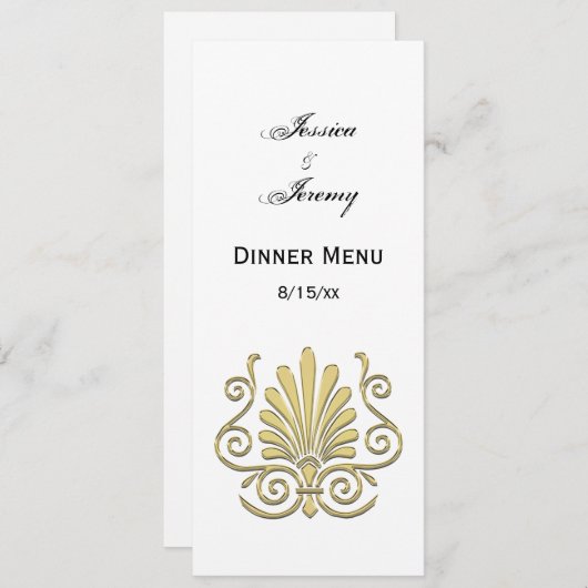 Art Deco Gold Plume Arabesque Kaart (Voorkant / Achterkant)