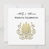  Art Deco Gold Plume Arabesque Kaart (Voorkant)