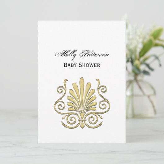  Art Deco Gold Plume Arabesque Kaart (Staand voorkant)