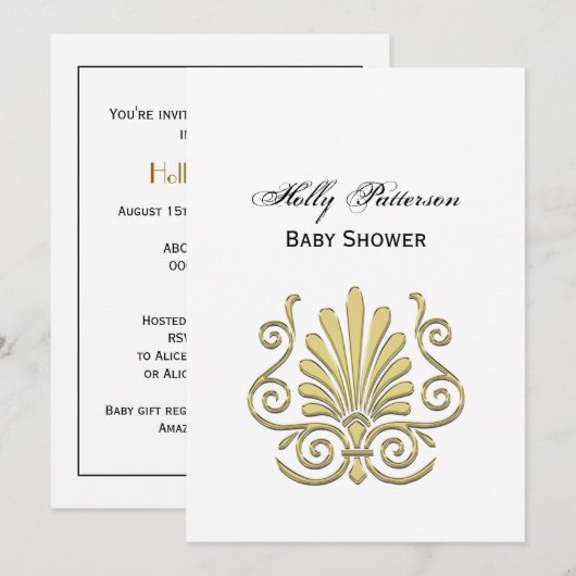  Art Deco Gold Plume Arabesque Kaart (Voorkant / Achterkant)