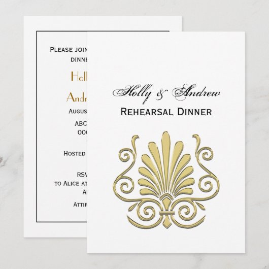  Art Deco Gold Plume Arabesque Kaart (Voorkant / Achterkant)