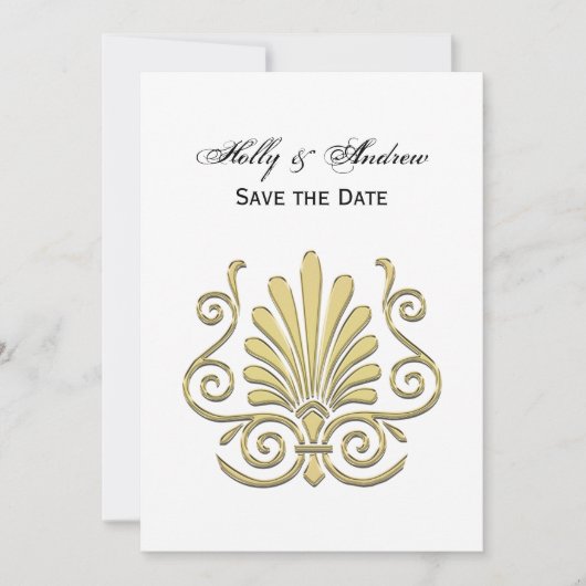  Art Deco Gold Plume Arabesque Kaart (Voorkant)