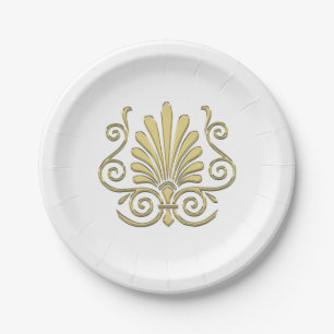  Art Deco Gold Plume Arabesque Papieren Bordje