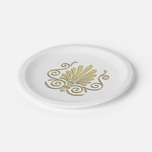  Art Deco Gold Plume Arabesque Papieren Bordje (Gekanteld)