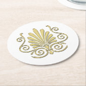  Art Deco Gold Plume Arabesque Ronde Kartonnen Onderzetter (Gebogen)