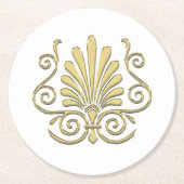  Art Deco Gold Plume Arabesque Ronde Kartonnen Onderzetter (Voorkant)