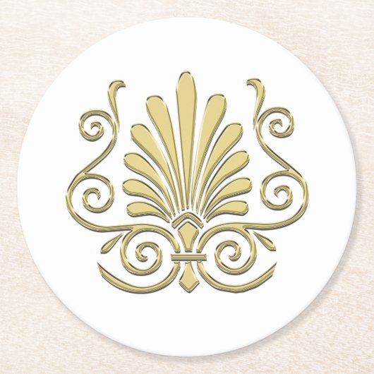  Art Deco Gold Plume Arabesque Ronde Kartonnen Onderzetter (Voorkant)