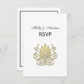  Art Deco Gold Plume Arabesque RSVP Kaartje (Voorkant / Achterkant)