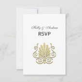  Art Deco Gold Plume Arabesque RSVP Kaartje (Voorkant)