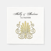  Art Deco Gold Plume Arabesque Servetten (Voorkant)