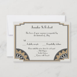 Art Deco Gold Posh Bruiloft Reactie Kaart