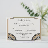 Art Deco Gold Posh Bruiloft Reactie Kaart (Staand voorkant)