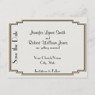 Art Deco Gold Posh Save the Date Briefkaart
