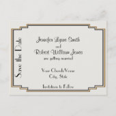 Art Deco Gold Posh Save the Date Briefkaart (Voorkant)