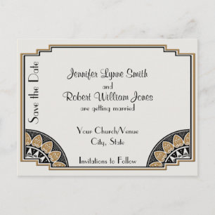 Art Deco Gold Posh Save the Date Briefkaart