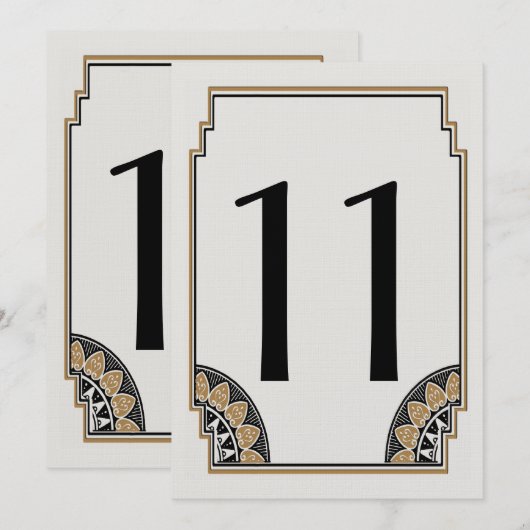Art Deco Gold Posh Table Number 11 Kaart (Voorkant / Achterkant)
