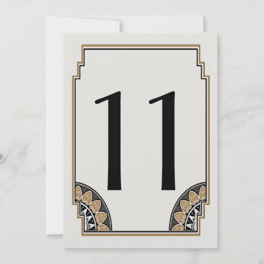 Art Deco Gold Posh Table Number 11 Kaart (Voorkant)