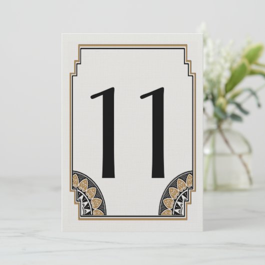 Art Deco Gold Posh Table Number 11 Kaart (Staand voorkant)