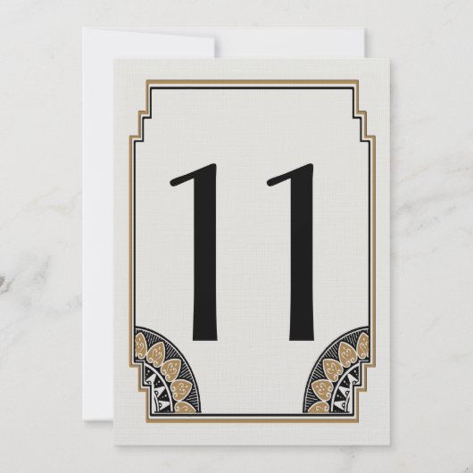 Art Deco Gold Posh Table Number 11 Kaart (Achterkant)