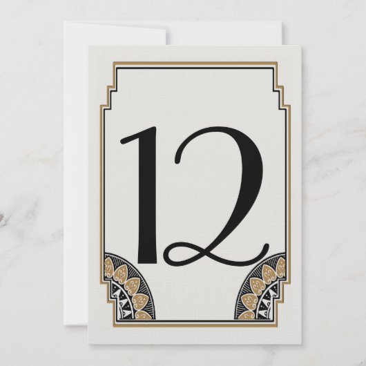 Art Deco Gold Posh Table Number 12 Kaart (Voorkant)