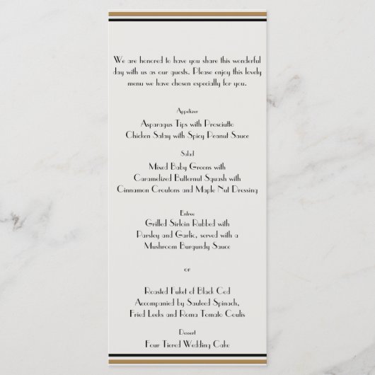 Art Deco Gold Posh Wedding Menu (Voorkant)